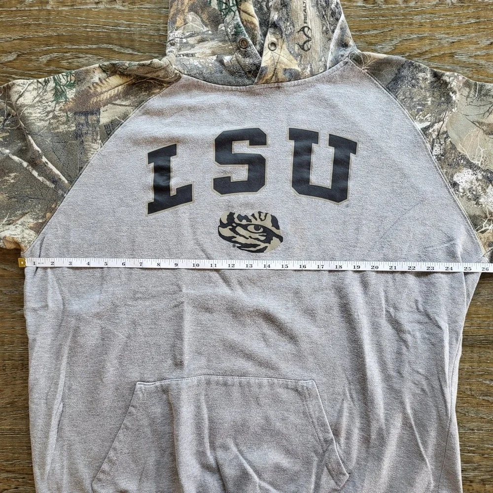 Colosseum LSU Tigers Mens XXL Hoodie Realtree Edge Camo Grey Pullover Sweatshirt
